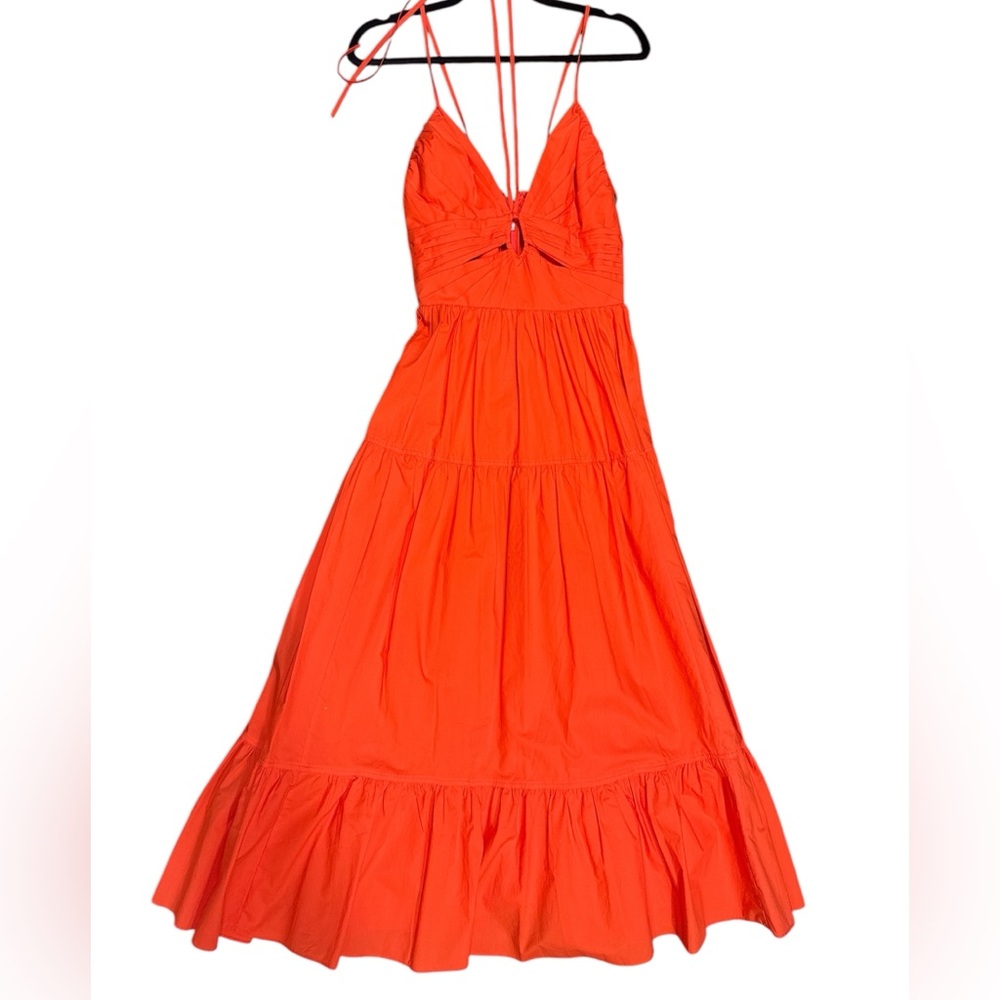 Ulla Johnson Phoebe Orange Midi Dress Size 4 - image 2